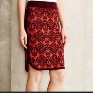 Anthropologie Moth orange amd brown cotton pencil skirt size medium